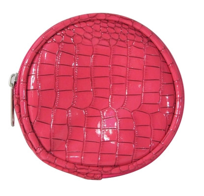 Forme o rosa que dos sacos do fechamento do fecho de correr a carteira redonda do plutônio fácil leva a impressão de tela de seda de 9×3 cm