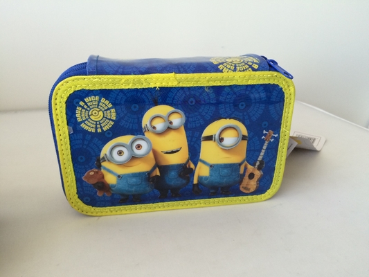 O PVC personaliza a cor azul da caixa de lápis do fecho de correr da escola 3 para a impressão de seda das crianças